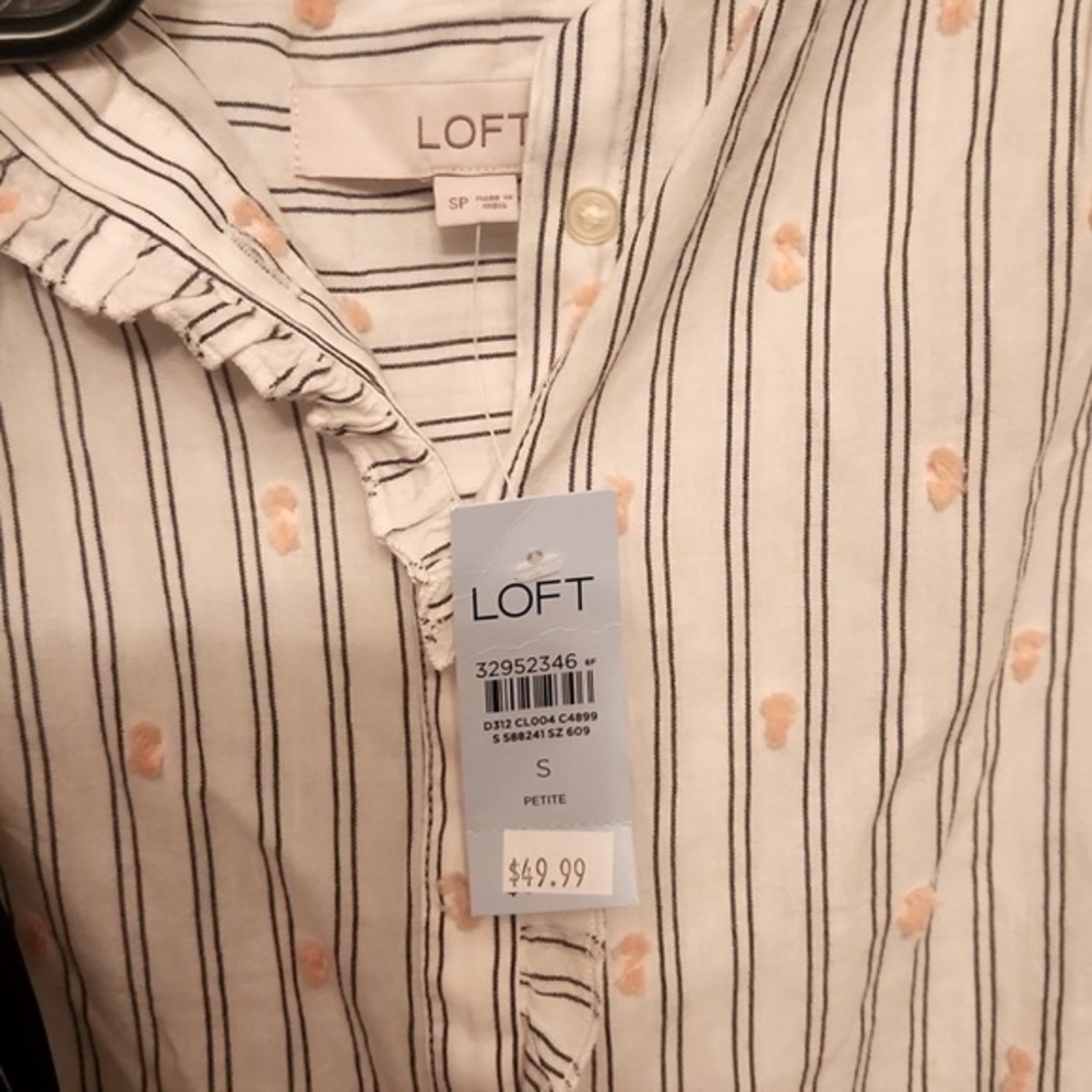 Loft short sleeve button down top NWT